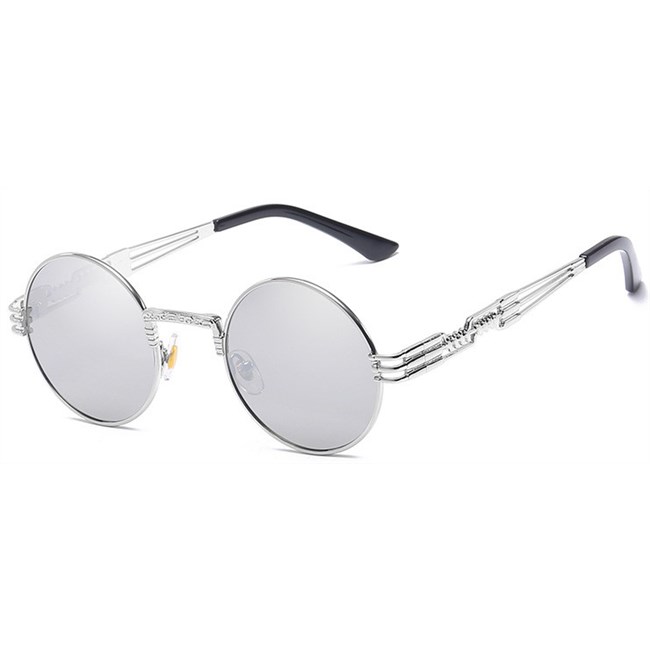 Ronde retro steampunk zonnebril - Zilver